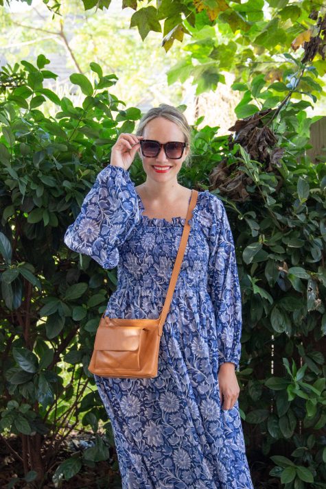 Catherine Dress in Indigo Garden