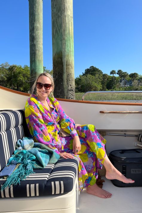 Grace wearing Rachel Comey Kaftan