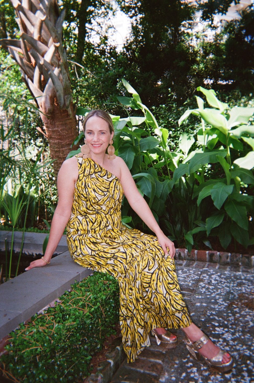 Banana print one shoulder dress Banana print one shoulder dress